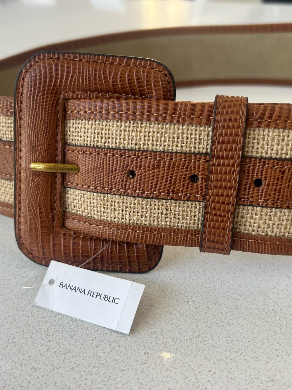 Banana Republic: NWT Women's Safari Belt Natural Jute and Leather // XXL